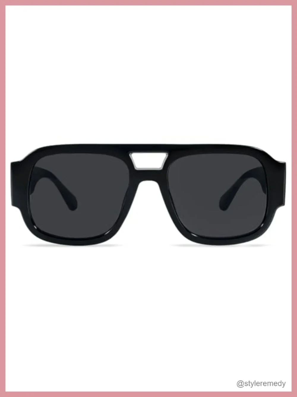 Oversized Square Aviator Sunglasses with Double Bridge Retro Chunky Frame Unisex